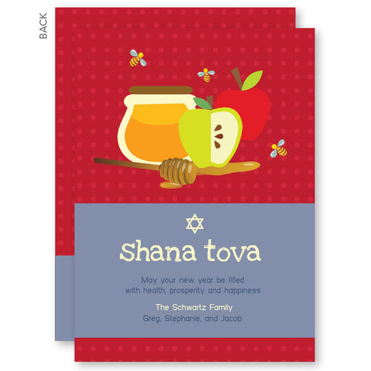 Cute Honey and Bees Jewish New Year Cards
